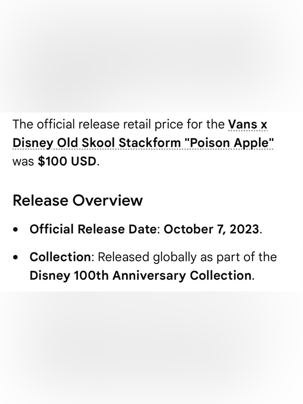 Vans x Disney Old Skool Stackform  “Poison Apple” Sneaker - Picture 15 of 16